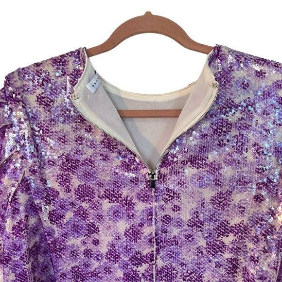 ENDLESS ROSE Flare Sleeve Super Shiny Purple Sequined Blouse Size Small - Picture 6 of 9
